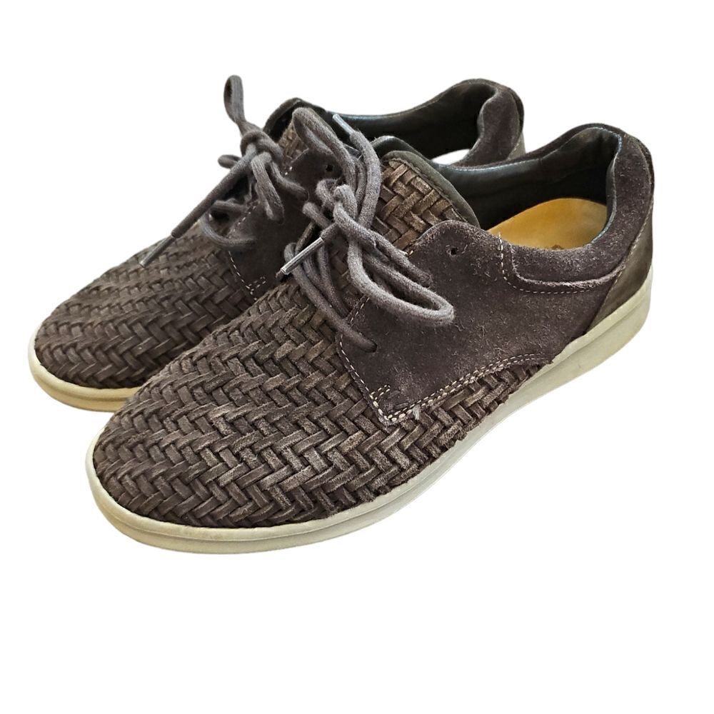 UGG ENERG Oxford Tread Lite Brown Woven‎ Suede Lace Up Shoes Size 9